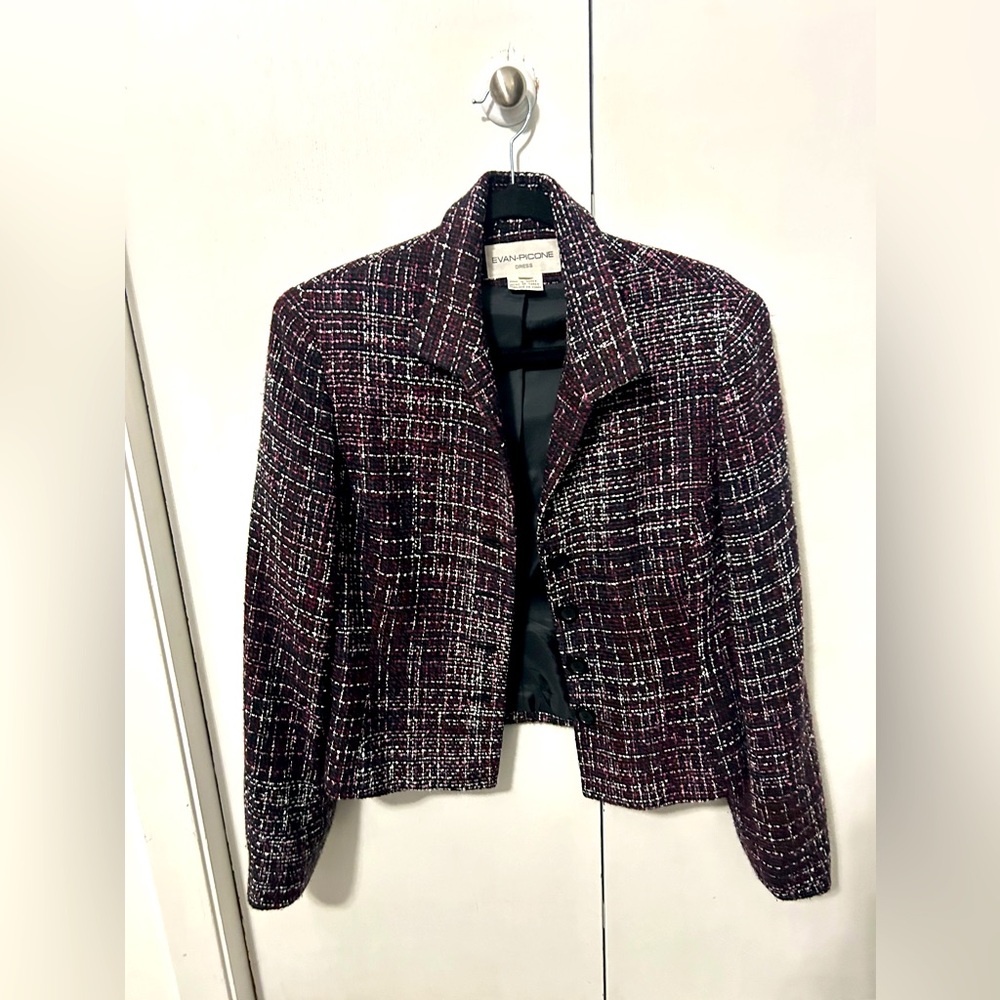 The Evan Picone Black Pink Tweed Skirt Suit - Picture 2 of 7